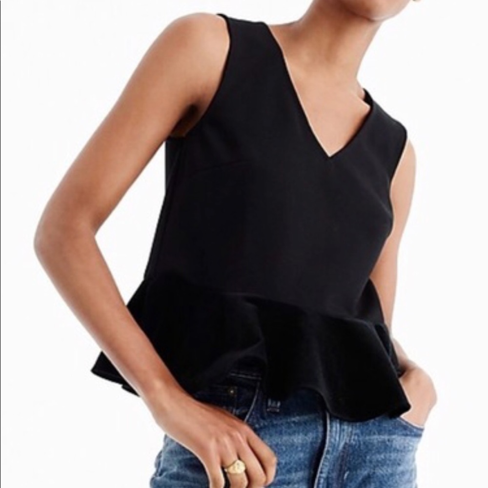 J.Crew black velvet peplum top